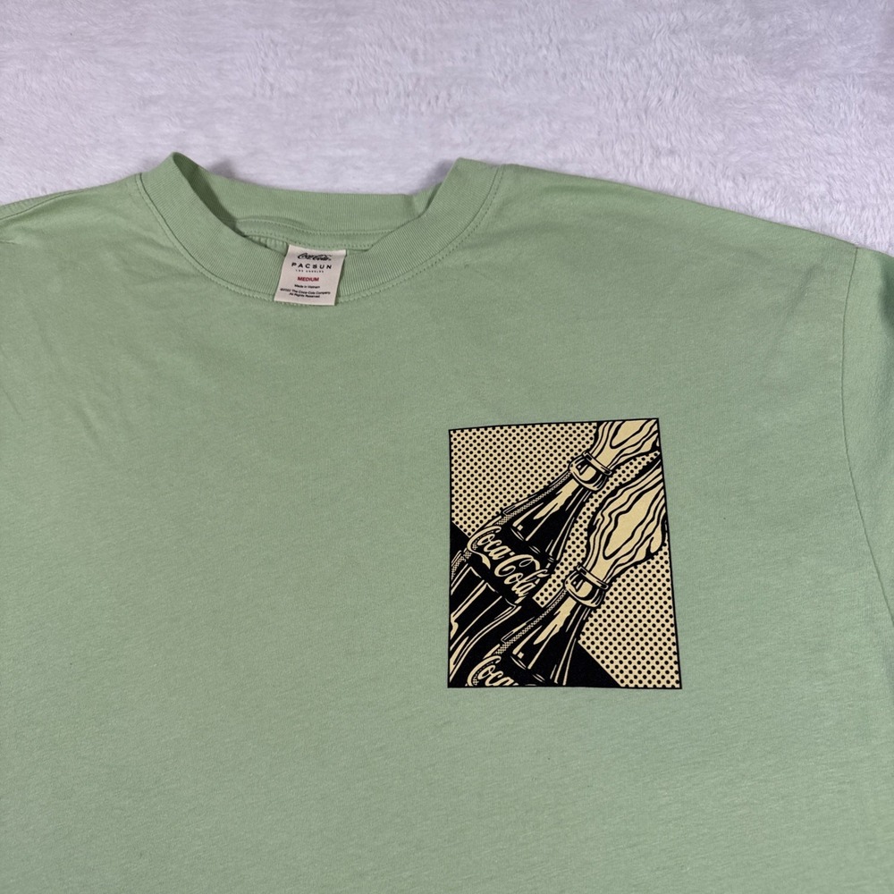 Coca‎ Cola PacSun Medium Green Long Sleeve Vintage Graphic Logo Tee Skate Retro